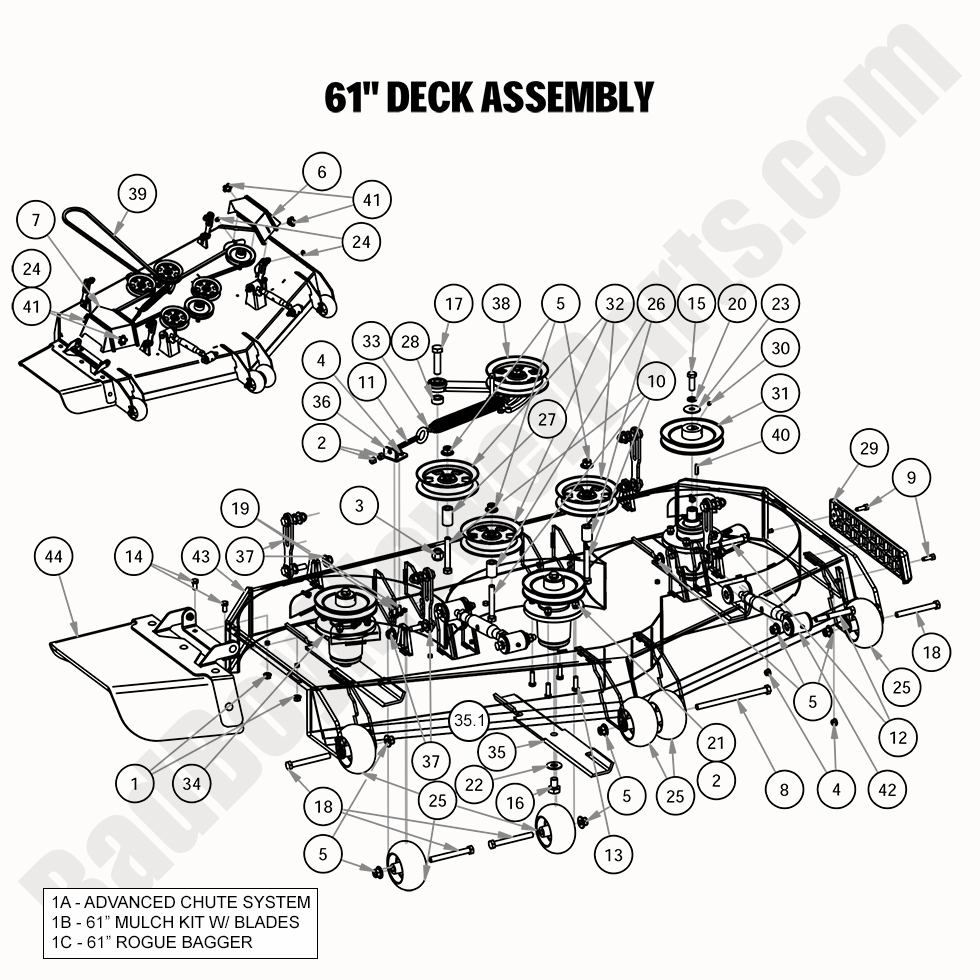 2302 - Bad Boy Mower Parts Lookup > 2020 > Rogue > 61\" Deck Assembly